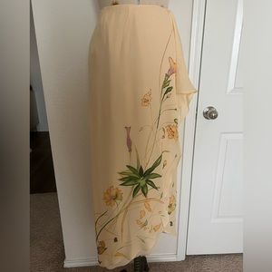 Oscar de La Renta Floral Silk Skirt Light Yellow